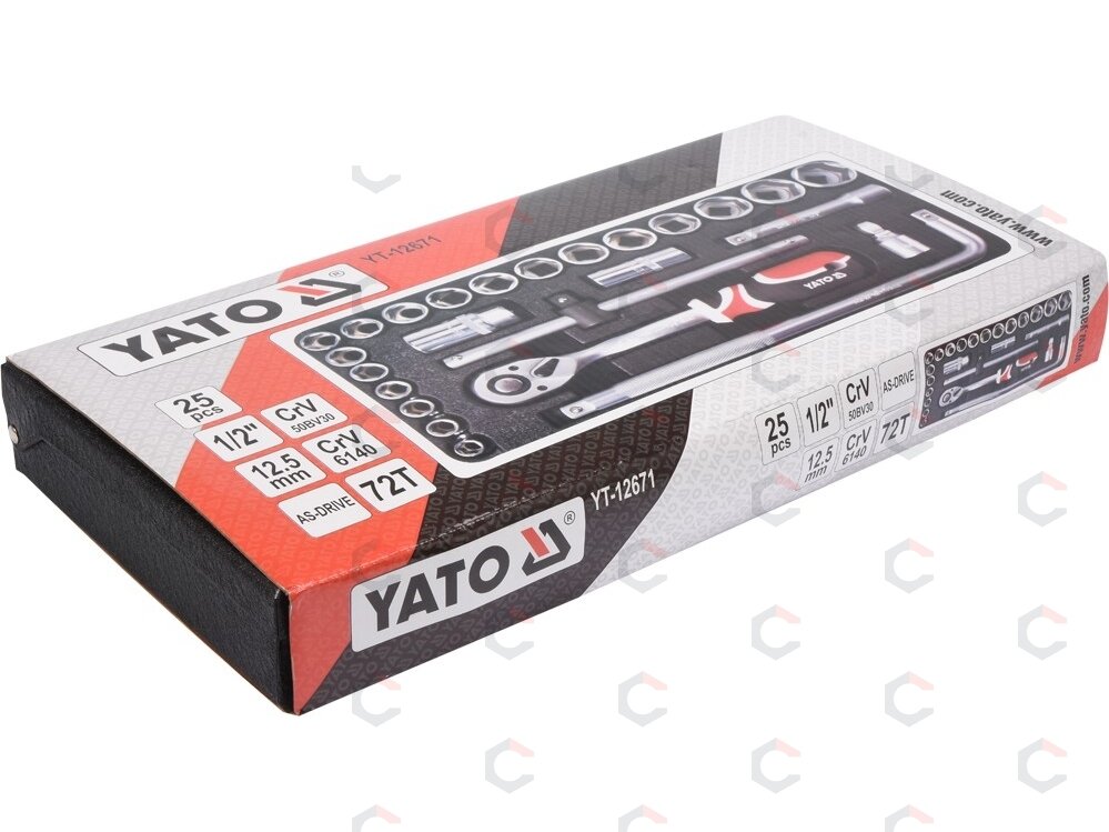 Įrankių rinkinys | 12,5 mm (1/2") | 10-32 mm | 25 vnt. (YT-12671) 3 Įrankių rinkinys | 12,5 mm (1/2") | 10-32 mm | 25 vnt. (YT-12671) 3