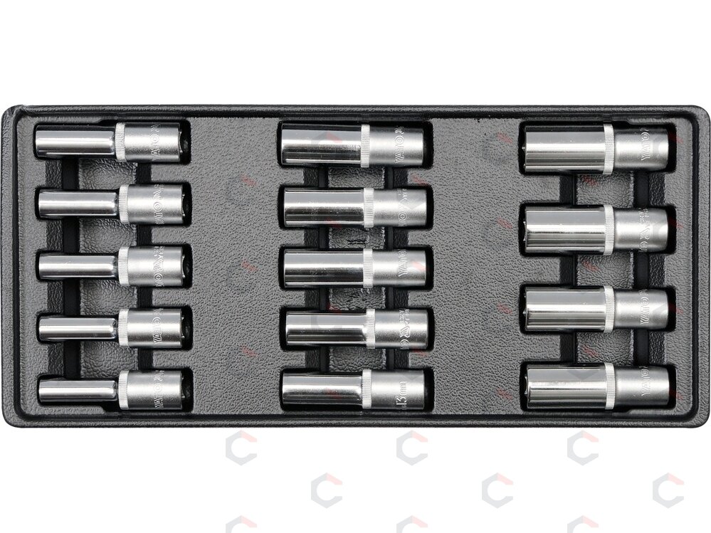Ilgų 6-kampių galvučių rinkinys įdėkle YATO | 1/2" | 8–21 mm | 14 vnt. (YT-5539)