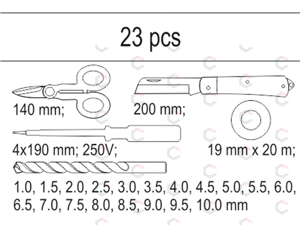 Įrankių rinkinys į vežimėlius - universalus komplektas (YT-55471) 1