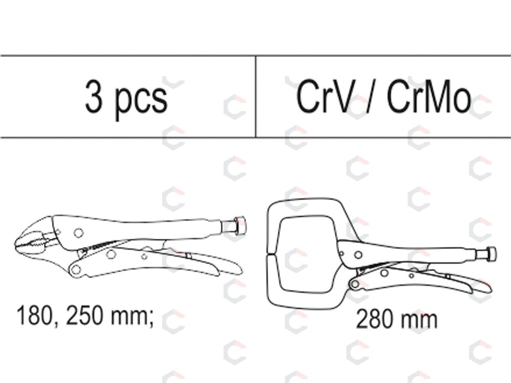 Fiksuojamų replių rinkinys įdėkle YATO | 180–280 mm | 3 vnt. (YT-55472) 1 Fiksuojamų replių rinkinys įdėkle YATO | 180–280 mm | 3 vnt. (YT-55472) 1