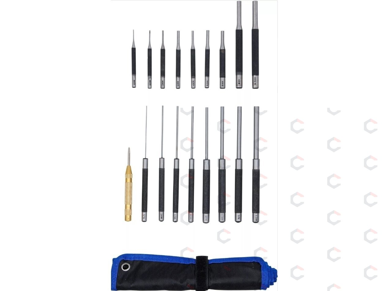 Išmušėjų rinkinys – ekstra ilgi, grūdinti – 100/150/200 mm, 1,5–9,5 mm, su centruokliu – 18 vnt (1695) 3