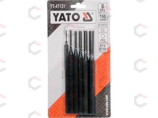 Išmušėjų komplektas – CrV 6150, juodinti, 1,5–8 mm – 6 vnt (YT-47121) 1 Išmušėjų komplektas – CrV 6150, juodinti, 1,5–8 mm – 6 vnt (YT-47121) 1