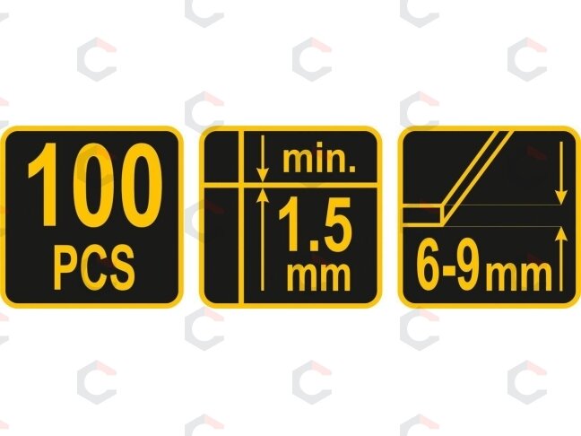 Išlyginamieji spaustukai plytelėms | 6-9 mm | 100 vnt. (04677) 6 Išlyginamieji spaustukai plytelėms | 6-9 mm | 100 vnt. (04677) 6