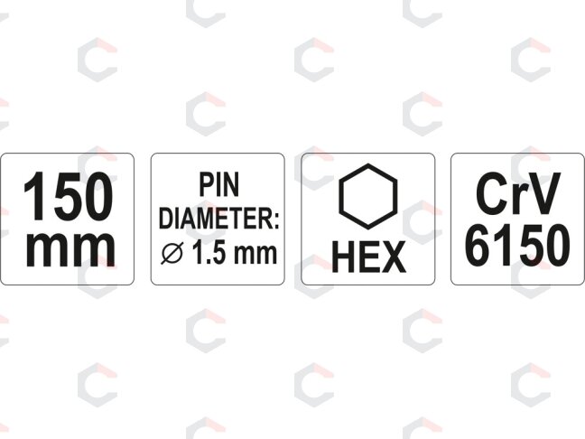 Išmušėjas / punšas – cilindrinis, CrV 6150 – Ø1,5 × 150 mm, juodintas (YT-47141) 1