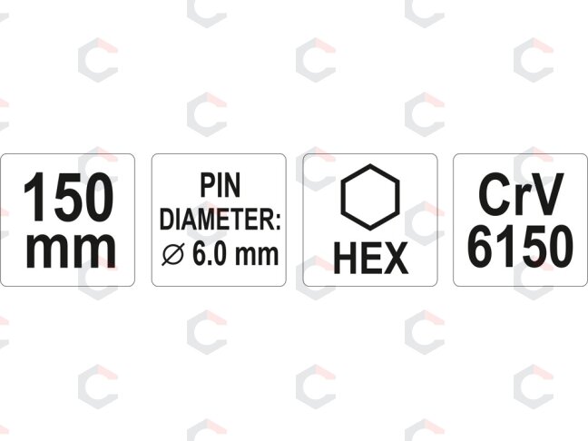 Išmušėjas / punšas – cilindrinis, CrV 6150 – Ø6 × 150 mm, juodintas (YT-47145) 2 Išmušėjas / punšas – cilindrinis, CrV 6150 – Ø6 × 150 mm, juodintas (YT-47145) 2