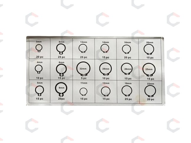 Išorinių žiedų rinkinys | 3-32 mm | 300 vnt. (8046V) 4 Išorinių žiedų rinkinys | 3-32 mm | 300 vnt. (8046V) 4