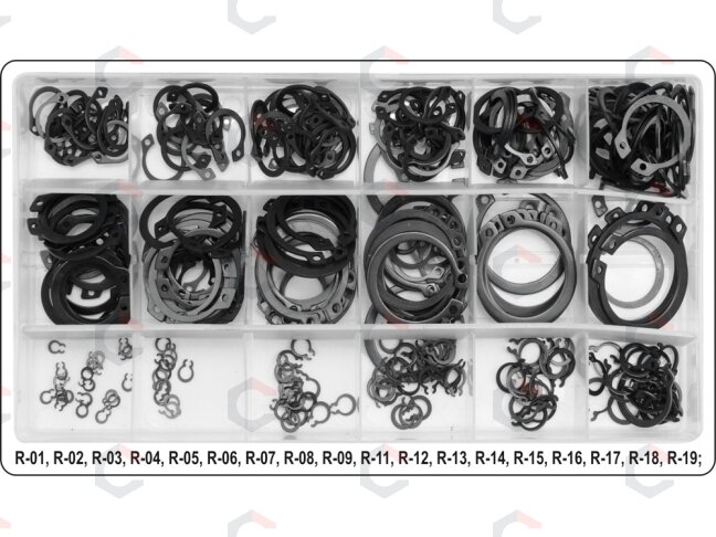 Išorinių žiedų rinkinys | 3-32 mm | 300 vnt. (YT-06880) 4 Išorinių žiedų rinkinys | 3-32 mm | 300 vnt. (YT-06880) 4