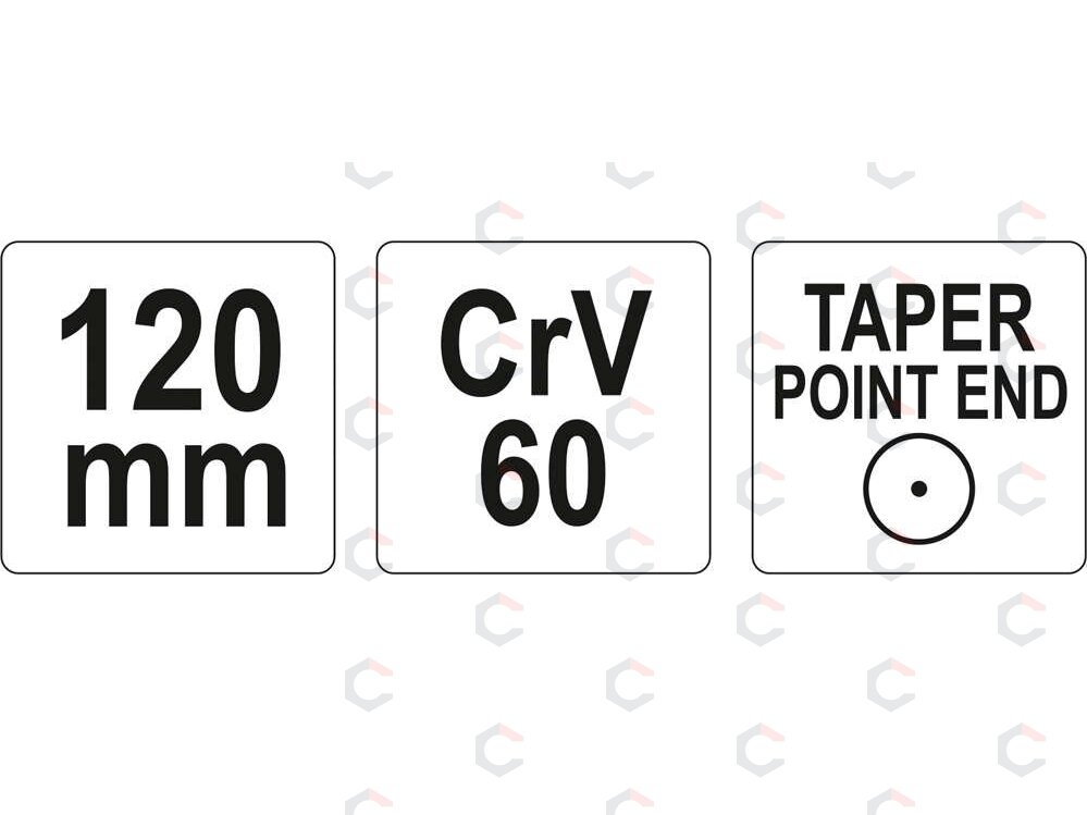 Išmušėjas smailus – centro žymėjimui, 60CrV – 120 mm, 90° smaigalys (YT-4692) 2 Išmušėjas smailus – centro žymėjimui, 60CrV – 120 mm, 90° smaigalys (YT-4692) 2