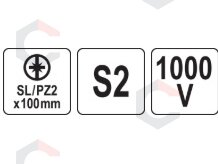 Izoliuotas atsuktuvas elektrikui | labai plonas | SL/PZ2 x 100 mm | 1000 V (YT-282663) 3 Izoliuotas atsuktuvas elektrikui | labai plonas | SL/PZ2 x 100 mm | 1000 V (YT-282663) 3