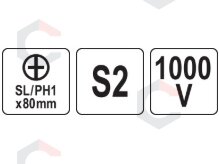 Izoliuotas atsuktuvas elektrikui | labai plonas | SL/PH1 x 80 mm | 1000 V (YT-282660) 3 Izoliuotas atsuktuvas elektrikui | labai plonas | SL/PH1 x 80 mm | 1000 V (YT-282660) 3