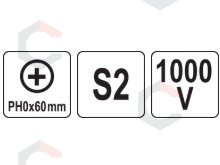 Izoliuotas atsuktuvas elektrikui | labai plonas | PH0 x 60 mm | 1000 V (YT-282650) 3 Izoliuotas atsuktuvas elektrikui | labai plonas | PH0 x 60 mm | 1000 V (YT-282650) 3