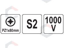 Izoliuotas atsuktuvas elektrikui | labai plonas | PZ1 x 80 mm | 1000 V (YT-282656) 3 Izoliuotas atsuktuvas elektrikui | labai plonas | PZ1 x 80 mm | 1000 V (YT-282656) 3