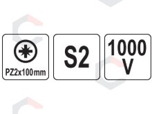 Izoliuotas atsuktuvas elektrikui | labai plonas | PZ2 x 100 mm | 1000 V (YT-282657) 3 Izoliuotas atsuktuvas elektrikui | labai plonas | PZ2 x 100 mm | 1000 V (YT-282657) 3