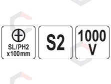 Izoliuotas atsuktuvas elektrikui | labai plonas | SL/PH2 x 100 mm | 1000 V (YT-282661) 3 Izoliuotas atsuktuvas elektrikui | labai plonas | SL/PH2 x 100 mm | 1000 V (YT-282661) 3