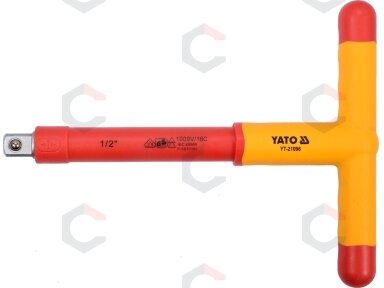 Izoliuota rankena elektrikui T-tipo 200mm, 1/2" VDE (YT-21096)