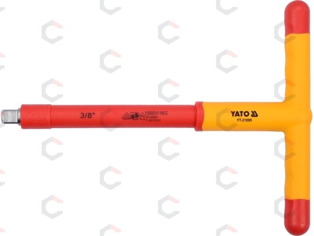 Izoliuota rankena elektrikui T-tipo 200mm, 3/8" VDE (YT-21095) 1 Izoliuota rankena elektrikui T-tipo 200mm, 3/8" VDE (YT-21095) 1