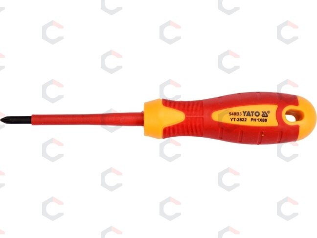 Izoliuotas atsuktuvas elektrikui | 1000V | PH1x80 mm (YT-2822) Izoliuotas atsuktuvas elektrikui | 1000V | PH1x80 mm (YT-2822)
