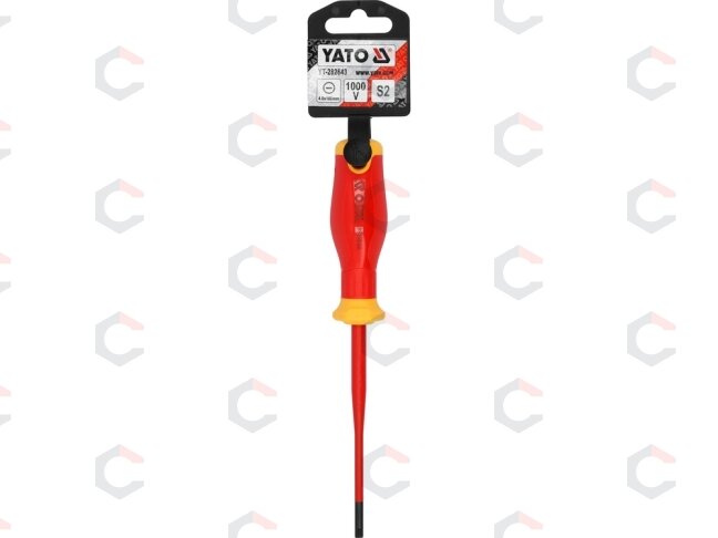 Izoliuotas atsuktuvas elektrikui | labai plonas | 4,0 x 100 mm | 1000 V (YT-282643) 2 Izoliuotas atsuktuvas elektrikui | labai plonas | 4,0 x 100 mm | 1000 V (YT-282643) 2