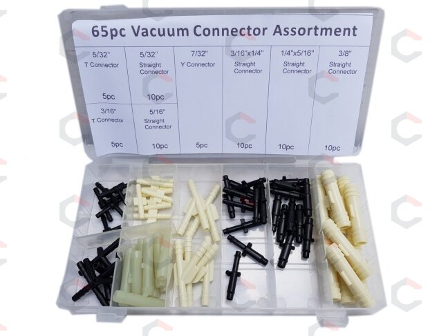 Jungčių asortimentas T ir Y | guminėms ir plastikinėms žarnoms | 65 vnt. (VC65) 2 Jungčių asortimentas T ir Y | guminėms ir plastikinėms žarnoms | 65 vnt. (VC65) 2