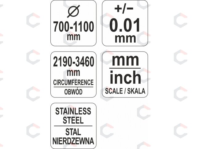 Juostinis matavimo įrankis | diametrui ir perimetrui | maks. 2190 / perimetras 3460 mm (YT-71702) 2 Juostinis matavimo įrankis | diametrui ir perimetrui | maks. 2190 / perimetras 3460 mm (YT-71702) 2