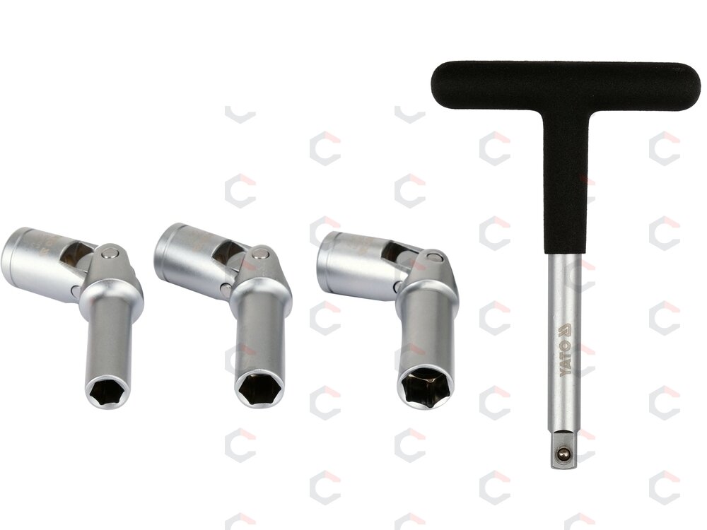 Kaitinimo žvakių galvučių rinkinys – su kardano jungtimis – 3/8", 8–10 mm, 4 vnt (YT-05347) 2 Kaitinimo žvakių galvučių rinkinys – su kardano jungtimis – 3/8", 8–10 mm, 4 vnt (YT-05347) 2