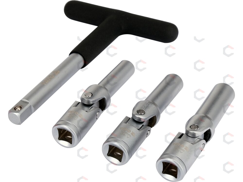 Kaitinimo žvakių galvučių rinkinys – su kardano jungtimis – 3/8", 8–10 mm, 4 vnt (YT-05347) Kaitinimo žvakių galvučių rinkinys – su kardano jungtimis – 3/8", 8–10 mm, 4 vnt (YT-05347)