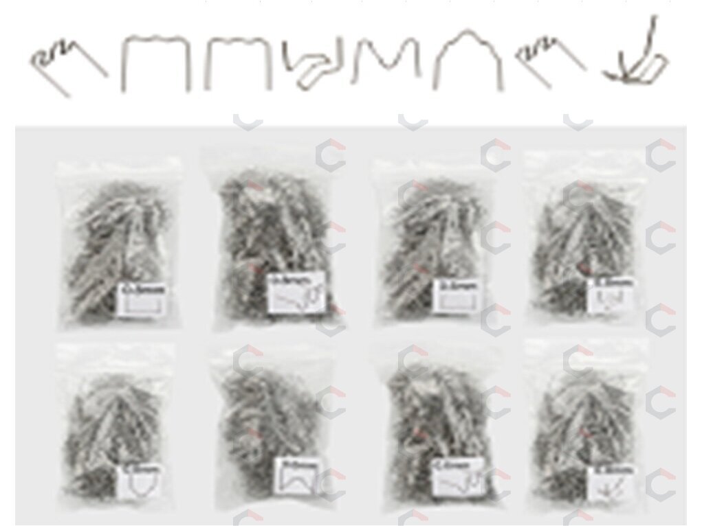 Kabių rinkinys | plastiko remontui | (8x100 vnt) 800 vnt. (S800S) Kabių rinkinys | plastiko remontui | (8x100 vnt) 800 vnt. (S800S)