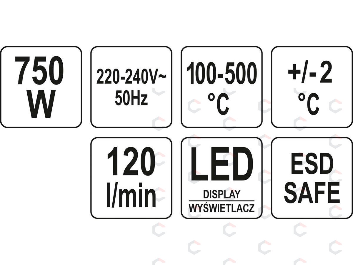 Karšto oro pūtimo stotelė 750W | Led ekranas | su aušinimu (YT-82457) 6 Karšto oro pūtimo stotelė 750W | Led ekranas | su aušinimu (YT-82457) 6