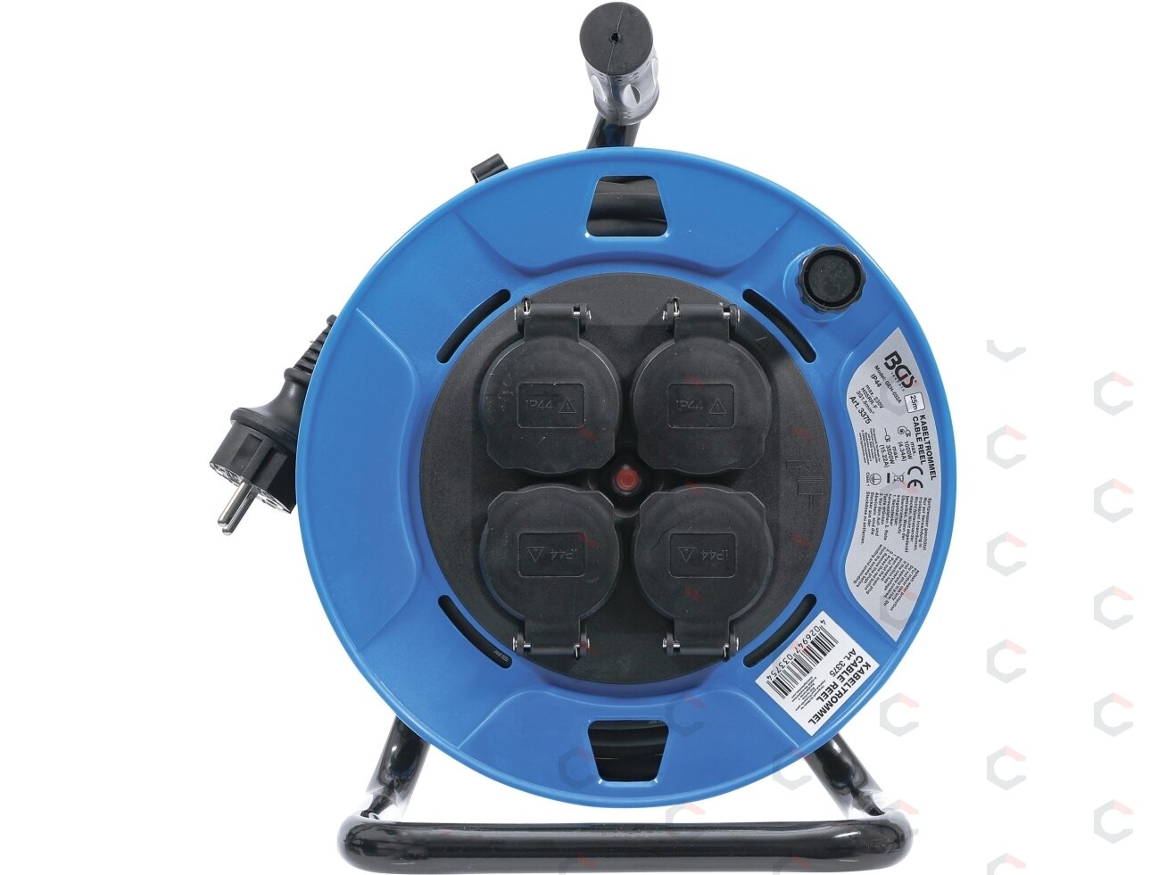 Kabelinė ritė 25 m | 3 x 1,5 mm² | 4 lizdai su sandarinimo dangteliu IP 44 | 3500 W (3375) 1