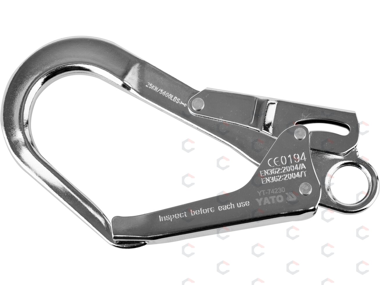 Karabinas fiksuojamas saugos diržams | automatinis užraktas | atsidarymas 52 mm | ilgis 220 mm (YT-74230) Karabinas fiksuojamas saugos diržams | automatinis užraktas | atsidarymas 52 mm | ilgis 220 mm (YT-74230)