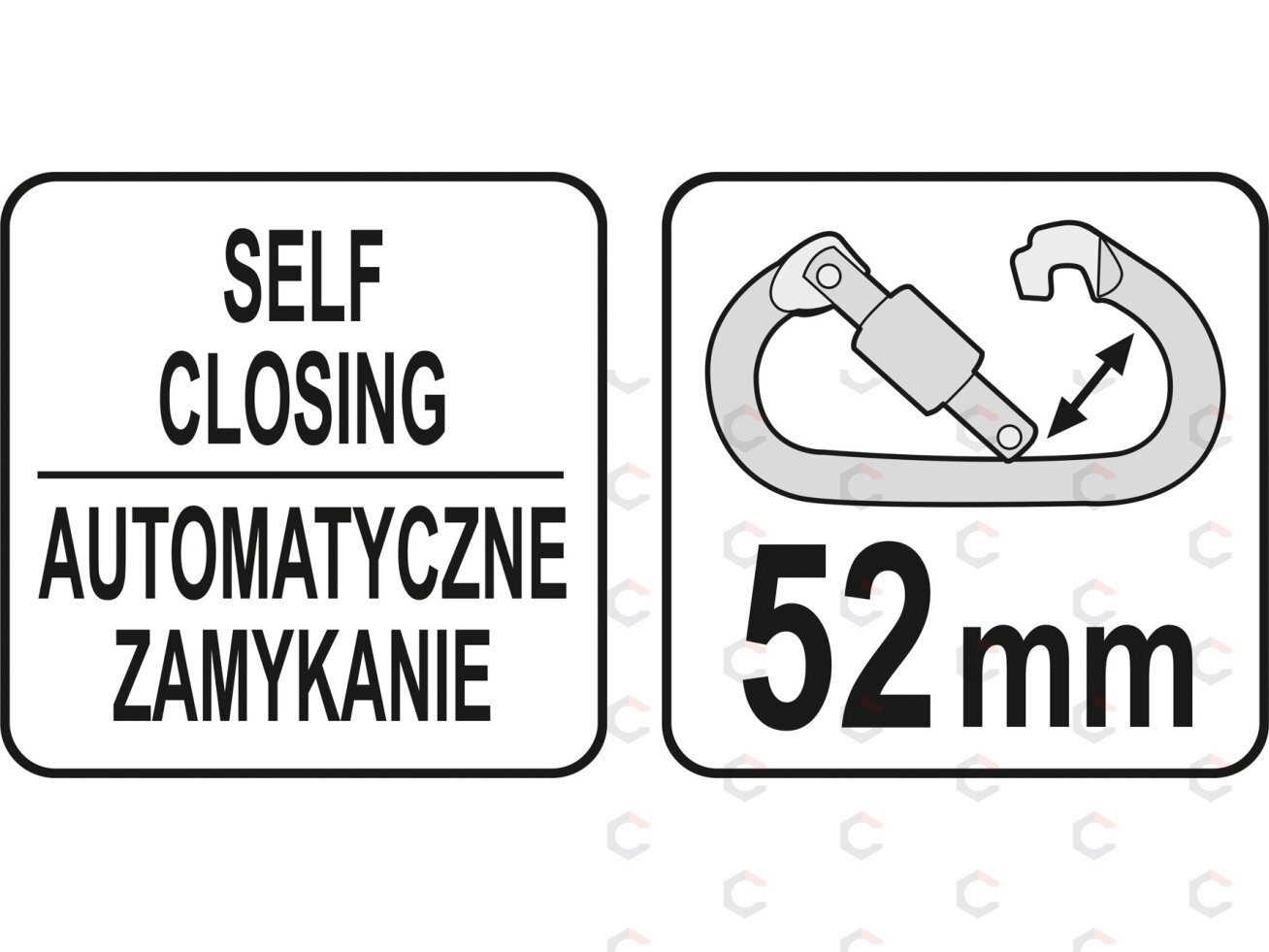 Karabinas fiksuojamas saugos diržams | automatinis užraktas | atsidarymas 52 mm | ilgis 220 mm (YT-74230) 2 Karabinas fiksuojamas saugos diržams | automatinis užraktas | atsidarymas 52 mm | ilgis 220 mm (YT-74230) 2