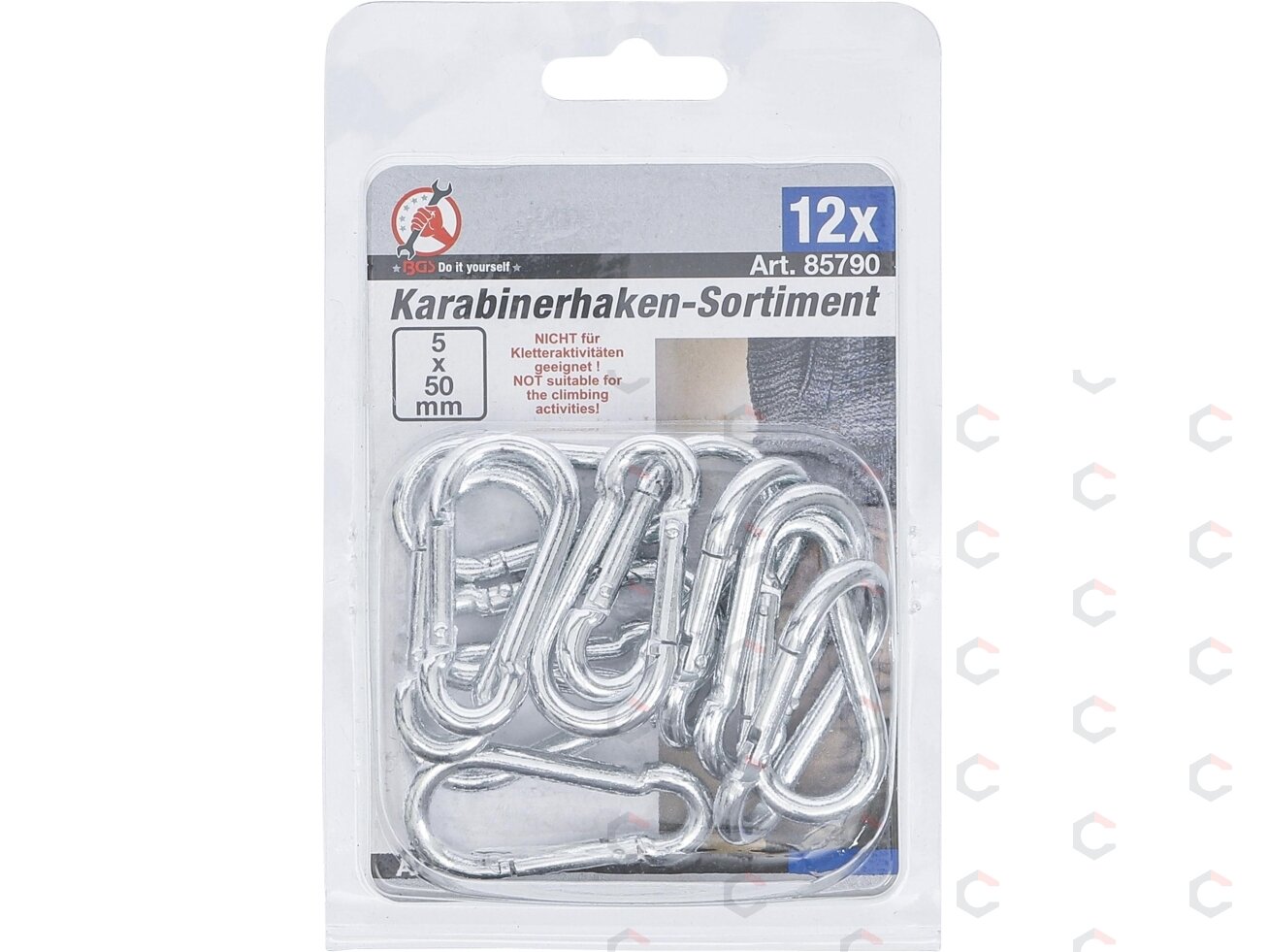 Karabinų rinkinys su varžtu | 50 x 5 mm | 12 vnt. (85790) 2 Karabinų rinkinys su varžtu | 50 x 5 mm | 12 vnt. (85790) 2