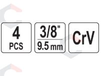 Kaitinimo žvakių galvučių rinkinys – su kardano jungtimis – 3/8", 8–10 mm, 4 vnt (YT-05347) 6 Kaitinimo žvakių galvučių rinkinys – su kardano jungtimis – 3/8", 8–10 mm, 4 vnt (YT-05347) 6