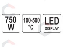 Karšto oro pūtimo stotelė 750W | Led ekranas | temperatūros kontrolės sistema (79371) 11 Karšto oro pūtimo stotelė 750W | Led ekranas | temperatūros kontrolės sistema (79371) 11