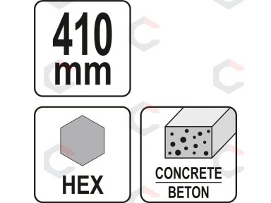 Kaltas smailas aštrus | asfaltui ir betonui | 410 mm / HEX antgalis (YT-47380)