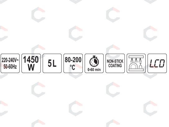 Karšto oro gruzdintuvė | be aliejaus, LCD valdymas | 5 L, 1450 W (67561) 15