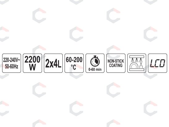 Karšto oro gruzdintuvė dviguba | be aliejaus, LCD valdymas | 4 L + 4 L (67563) 14 Karšto oro gruzdintuvė dviguba | be aliejaus, LCD valdymas | 4 L + 4 L (67563) 14