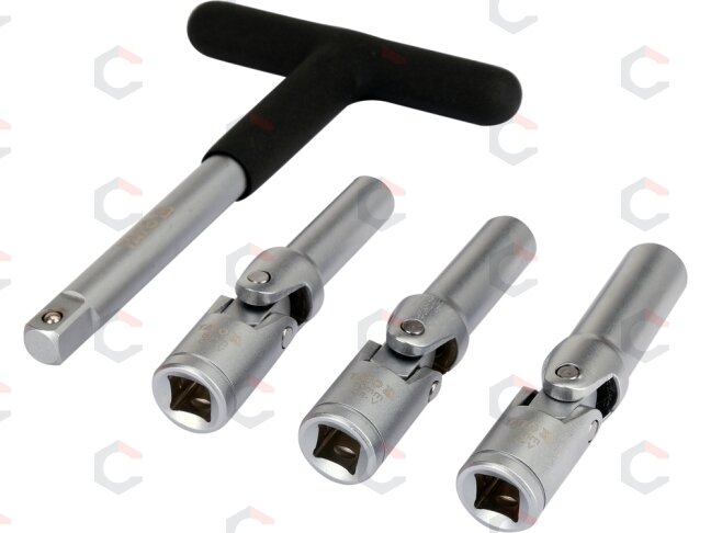 Kaitinimo žvakių galvučių rinkinys – su kardano jungtimis – 3/8", 8–10 mm, 4 vnt (YT-05347) Kaitinimo žvakių galvučių rinkinys – su kardano jungtimis – 3/8", 8–10 mm, 4 vnt (YT-05347)