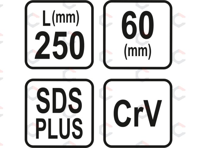 Platus plokščias kaltas betonui | SDS Plus | 60 x 14 x 250 mm (23594) 3 Platus plokščias kaltas betonui | SDS Plus | 60 x 14 x 250 mm (23594) 3