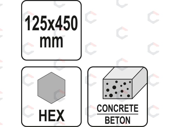 Kaltas plokščias | asfaltui ir betonui | 125 x 450 mm / HEX antgalis (YT-47372) 3 Kaltas plokščias | asfaltui ir betonui | 125 x 450 mm / HEX antgalis (YT-47372) 3