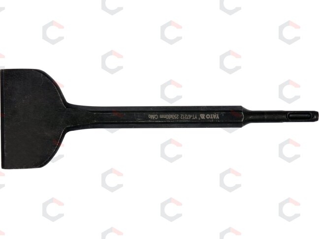 Kaltas plokščias | SDS PLUS/CrMo | Glazūrai ir tinkui | 80 mm plotis (YT-47212) Kaltas plokščias | SDS PLUS/CrMo | Glazūrai ir tinkui | 80 mm plotis (YT-47212)