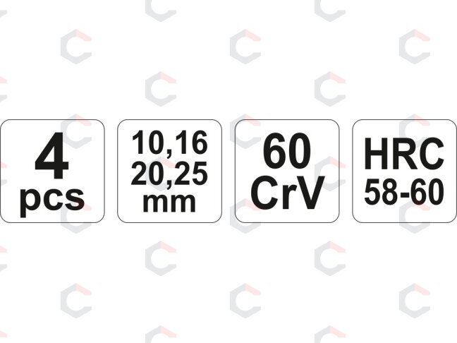 Kaltų rinkinys medžiui | Cr-V | 10/16/20/25 mm (YT-6260) 2