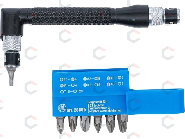Kampinis atsuktuvas su 7 dvigubais galais. | 6.3 mm (1/4") | 8 vnt. (20805) 6 Kampinis atsuktuvas su 7 dvigubais galais. | 6.3 mm (1/4") | 8 vnt. (20805) 6