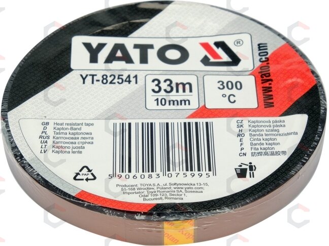 Kaptono izoliacinė juosta elektronikai | atspari karščiui | 10 mm x 33 m (YT-82541) 1 Kaptono izoliacinė juosta elektronikai | atspari karščiui | 10 mm x 33 m (YT-82541) 1