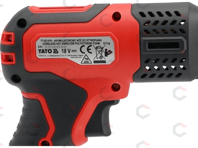 Akumuliatorinis terminis peilis polistirenui | 18 V | 150–200 mm | su 4 Ah akumuliatoriumi ir įkrovikliu (YT-821915) 4 Akumuliatorinis terminis peilis polistirenui | 18 V | 150–200 mm | su 4 Ah akumuliatoriumi ir įkrovikliu (YT-821915) 4