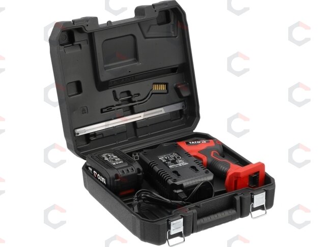 Akumuliatorinis terminis peilis polistirenui | 18 V | 150–200 mm | su 4 Ah akumuliatoriumi ir įkrovikliu (YT-821915) 8 Akumuliatorinis terminis peilis polistirenui | 18 V | 150–200 mm | su 4 Ah akumuliatoriumi ir įkrovikliu (YT-821915) 8