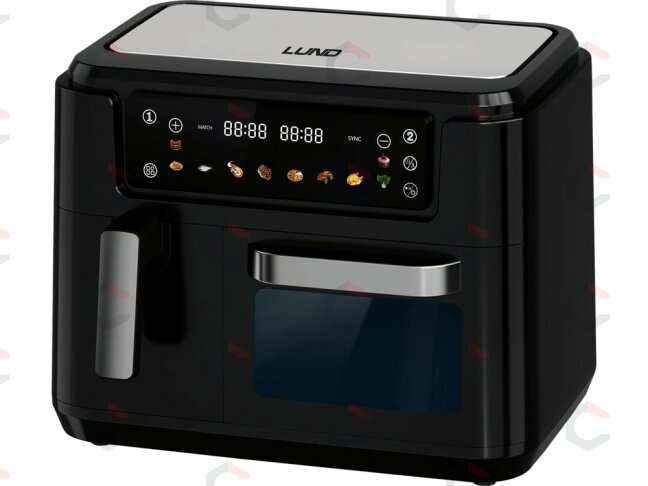 Karšto oro gruzdintuvė dviguba | be aliejaus, juoda | 2400 W, 3.5 L + 7.5 L (67564) Karšto oro gruzdintuvė dviguba | be aliejaus, juoda | 2400 W, 3.5 L + 7.5 L (67564)
