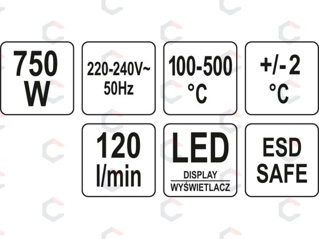 Karšto oro pūtimo stotelė 750W | Led ekranas | su aušinimu (YT-82457) 6 Karšto oro pūtimo stotelė 750W | Led ekranas | su aušinimu (YT-82457) 6