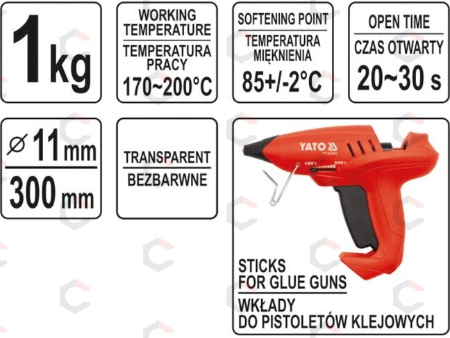 Karštų klijų lazdelių rinkinys – 11,2 × 300 mm | 1 kg (YT-82431) 2 Karštų klijų lazdelių rinkinys – 11,2 × 300 mm | 1 kg (YT-82431) 2