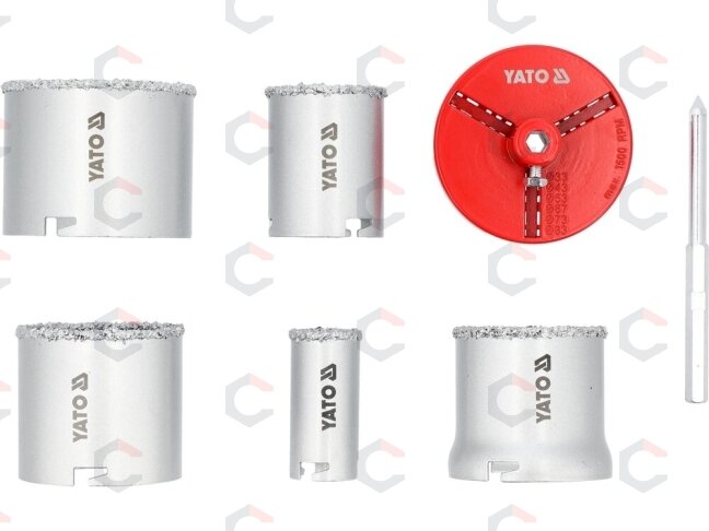 Karūnėlių komplektas | su volframo karbidu | 33–83 mm | 7 vnt. (YT-43920) 4 Karūnėlių komplektas | su volframo karbidu | 33–83 mm | 7 vnt. (YT-43920) 4